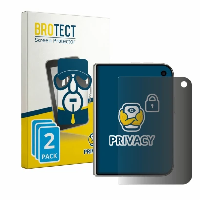Front side of a product packaging with the brand logo BROTECT. Next to it is the device Apple iPhone Duo shown with the corres