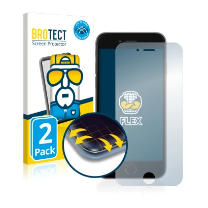Front side of a product packaging with the brand logo BROTECT. Next to it is the device Apple iPhone 6 shown with the correspo