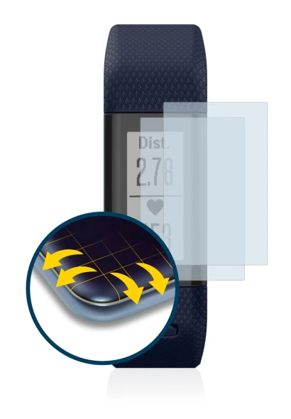 Image of the device Garmin Vivosmart HR+ with a wide variety of screen protectors.