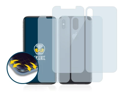 Image of the device Apple iPhone Xs (Front+Back) with a wide variety of screen protectors.
