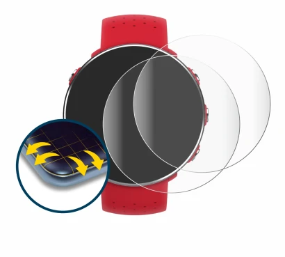 Image of the device Polar Vantage M with a wide variety of screen protectors.