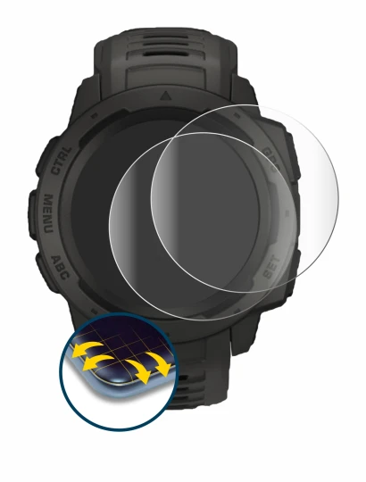 Image of the device Garmin Instinct with a wide variety of screen protectors.