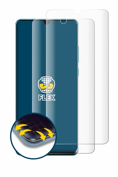 Image of the device Huawei P30 Pro with a wide variety of screen protectors.