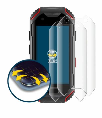 Image of the device Unihertz Atom with a wide variety of screen protectors.