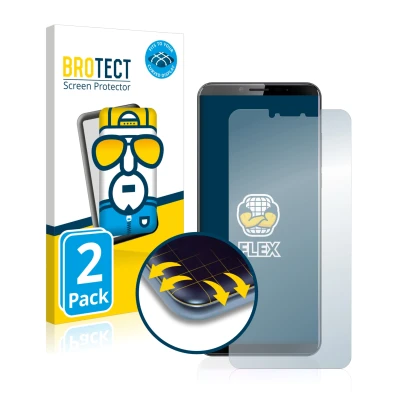 Front side of a product packaging with the brand logo BROTECT. Next to it is the device Cubot X19 shown with the corresponding