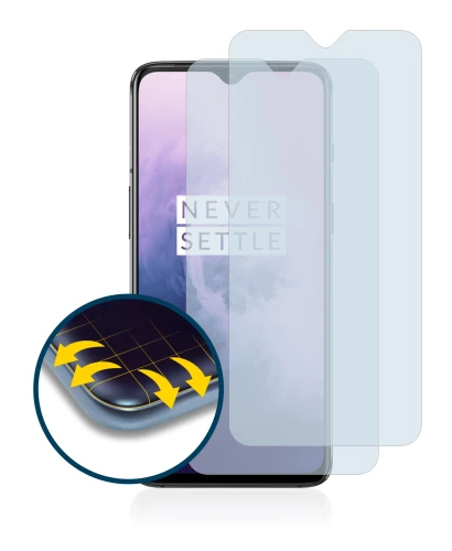 Image of the device OnePlus 7 with a wide variety of screen protectors.