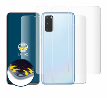 Image of the device Samsung Galaxy S20 (Front+Back) with a wide variety of screen protectors.