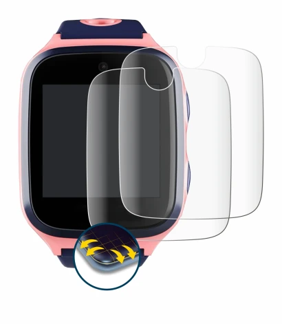 Image of the device Xplora 4 with a wide variety of screen protectors.