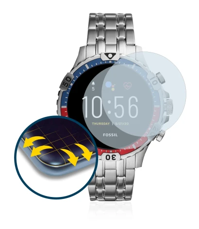 Image of the device Fossil Garrett HR (5. Gen) with a wide variety of screen protectors.
