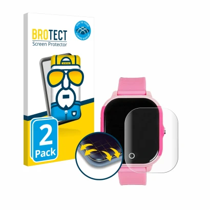 Front side of a product packaging with the brand logo BROTECT. Next to it is the device SaveFamily Junior shown with the corre