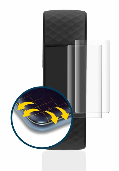 Image of the device Fitbit Charge 4 with a wide variety of screen protectors.