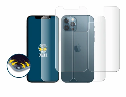 Image of the device Apple iPhone 12 Pro (Front+Back) with a wide variety of screen protectors.
