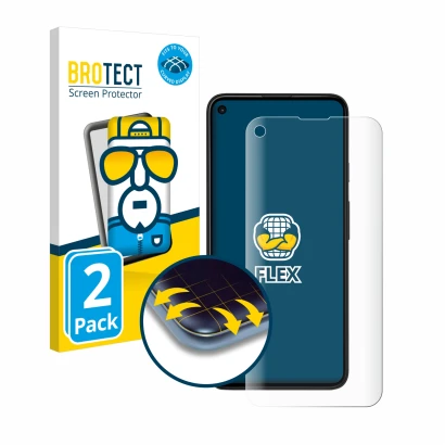 Front side of a product packaging with the brand logo BROTECT. Next to it is the device Google Pixel 4a 5G shown with the corr