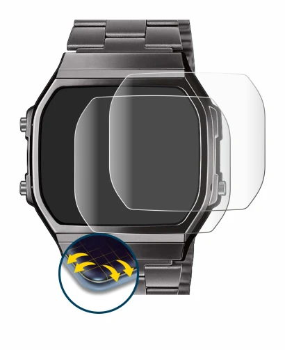 Image of the device Casio A168WEGG-1BEF with a wide variety of screen protectors.