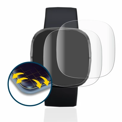 Image of the device Fitbit Sense with a wide variety of screen protectors.