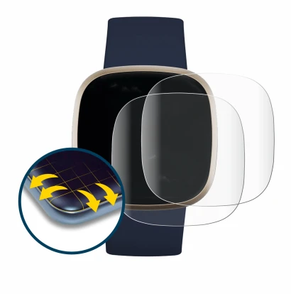 Image of the device Fitbit Versa 3 with a wide variety of screen protectors.