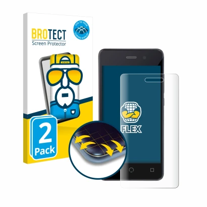 Front side of a product packaging with the brand logo BROTECT. Next to it is the device Omnipod Dash shown with the correspond