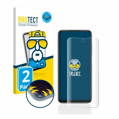 Front side of a product packaging with the brand logo BROTECT. Next to it is the device Xiaomi Redmi 10 shown with the corresp