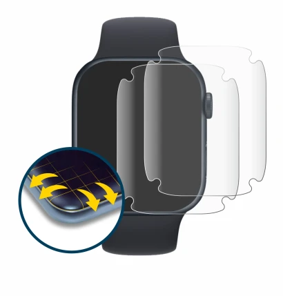 Image of the device Apple Watch Series 7 (45 mm) with a wide variety of screen protectors.