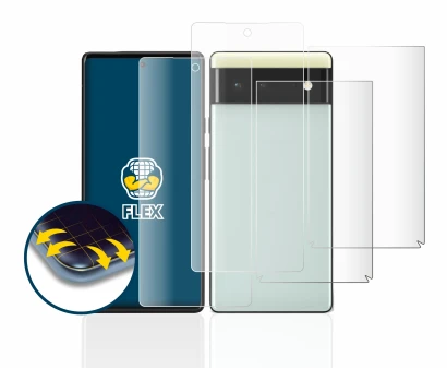 Image of the device Google Pixel 6 (Front+Back) with a wide variety of screen protectors.