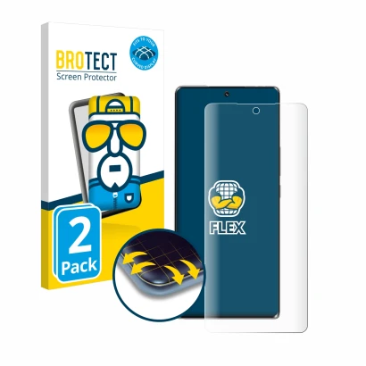 Front side of a product packaging with the brand logo BROTECT. Next to it is the device Honor 70 shown with the corresponding