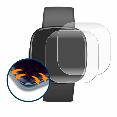 Image of the device Fitbit Sense 2 with a wide variety of screen protectors.