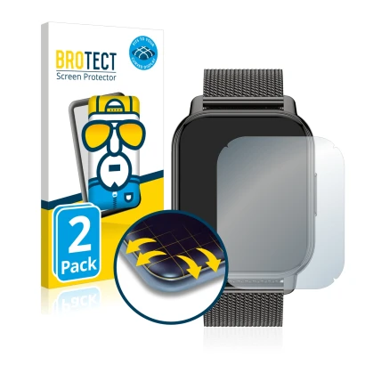 Front side of a product packaging with the brand logo BROTECT. Next to it is the device Popglory P66 1.85" shown with the corr