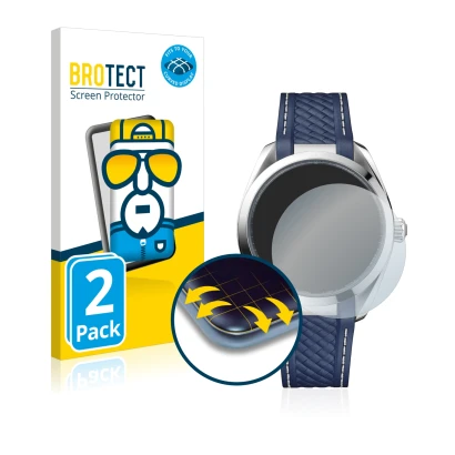 Front side of a product packaging with the brand logo BROTECT. Next to it is the device Omega Seamaster AQUA TERRA 150 M (41mm