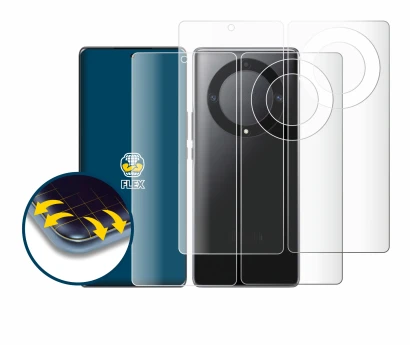 Image of the device Honor Magic 5 Lite (Front+Back) with a wide variety of screen protectors.