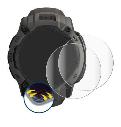 Image of the device Garmin Instinct 2X Solar with a wide variety of screen protectors.