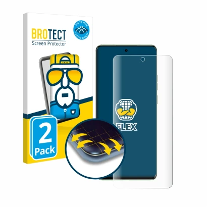 Front side of a product packaging with the brand logo BROTECT. Next to it is the device Motorola Edge 40 shown with the corres
