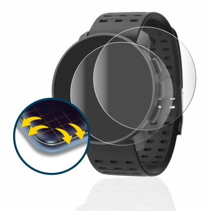 Image of the device Suunto 9 Peak Pro with a wide variety of screen protectors.