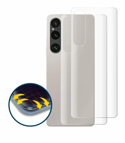 Image of the device Sony Xperia 1 V (Back) with a wide variety of screen protectors.