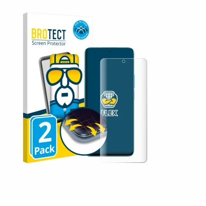 Front side of a product packaging with the brand logo BROTECT. Next to it is the device Honor 90 Lite shown with the correspon