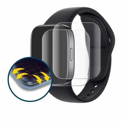 Image of the device Xiaomi Redmi Watch 3 with a wide variety of screen protectors.