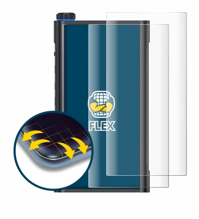 Image of the device FiiO M15s with a wide variety of screen protectors.