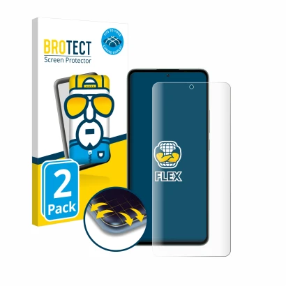 Front side of a product packaging with the brand logo BROTECT. Next to it is the device Xiaomi 13T Pro shown with the correspo