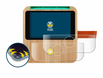 Image of the device tigerbox Touch Plus with a wide variety of screen protectors.