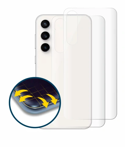 Image of the device Samsung Galaxy S23 FE (Back) with a wide variety of screen protectors.