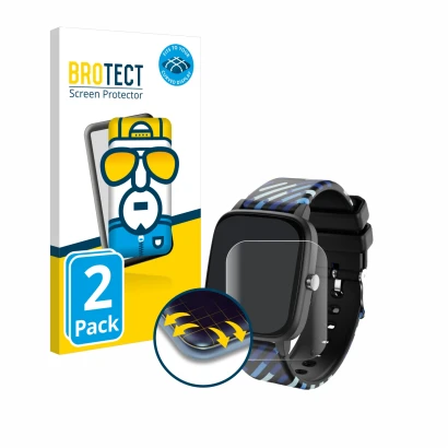 Front side of a product packaging with the brand logo BROTECT. Next to it is the device Lamax BCool 1.4" shown with the corres