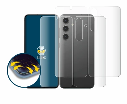 Image of the device Samsung Galaxy S24 (Front+Back) with a wide variety of screen protectors.