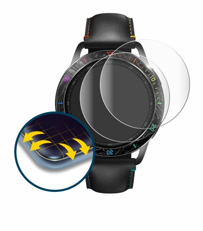 Image of the device Xiaomi Watch S3 with a wide variety of screen protectors.