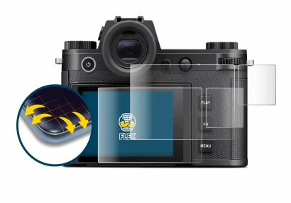 Image of the device Leica SL3 (Display + top plate display) with a wide variety of screen protectors.