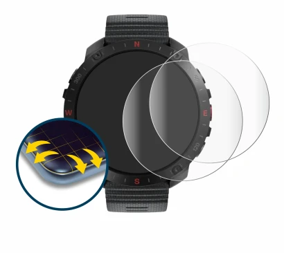 Image of the device Polar Grit X2 Pro with a wide variety of screen protectors.