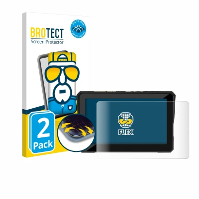 Front side of a product packaging with the brand logo BROTECT. Next to it is the device Carpuride W502 5" shown with the corre