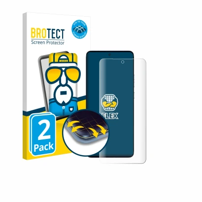 Front side of a product packaging with the brand logo BROTECT. Next to it is the device Motorola Edge 50 Ultra shown with the
