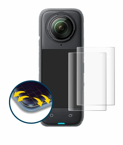 Image of the device Insta360 X4 with a wide variety of screen protectors.