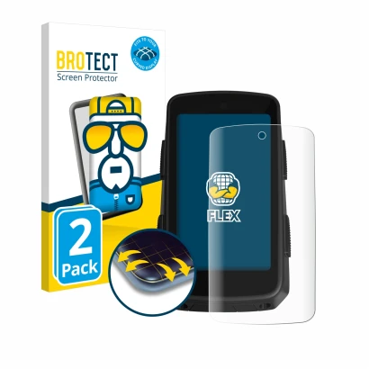 Front side of a product packaging with the brand logo BROTECT. Next to it is the device Hammerhead Karoo 3 shown with the corr