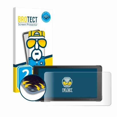 Front side of a product packaging with the brand logo BROTECT. Next to it is the device Interphone RideSync Sync55 shown with