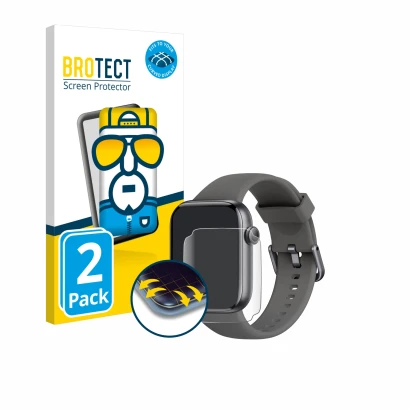 Front side of a product packaging with the brand logo BROTECT. Next to it is the device AcclaFit P5 1.85" shown with the corre